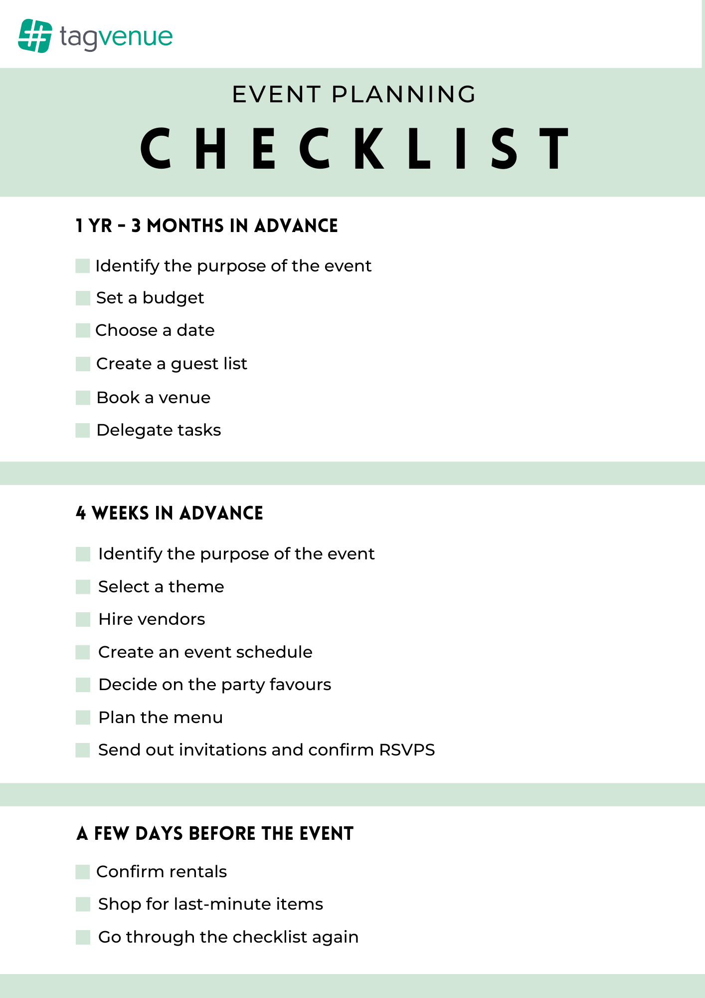 The Definitive Event Planning Checklist Tagvenue Blog