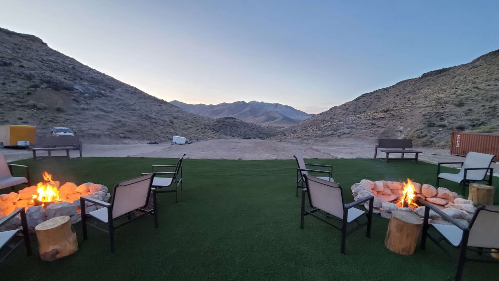 outdoor event space with fireplaces in the mountains in Las Vegas