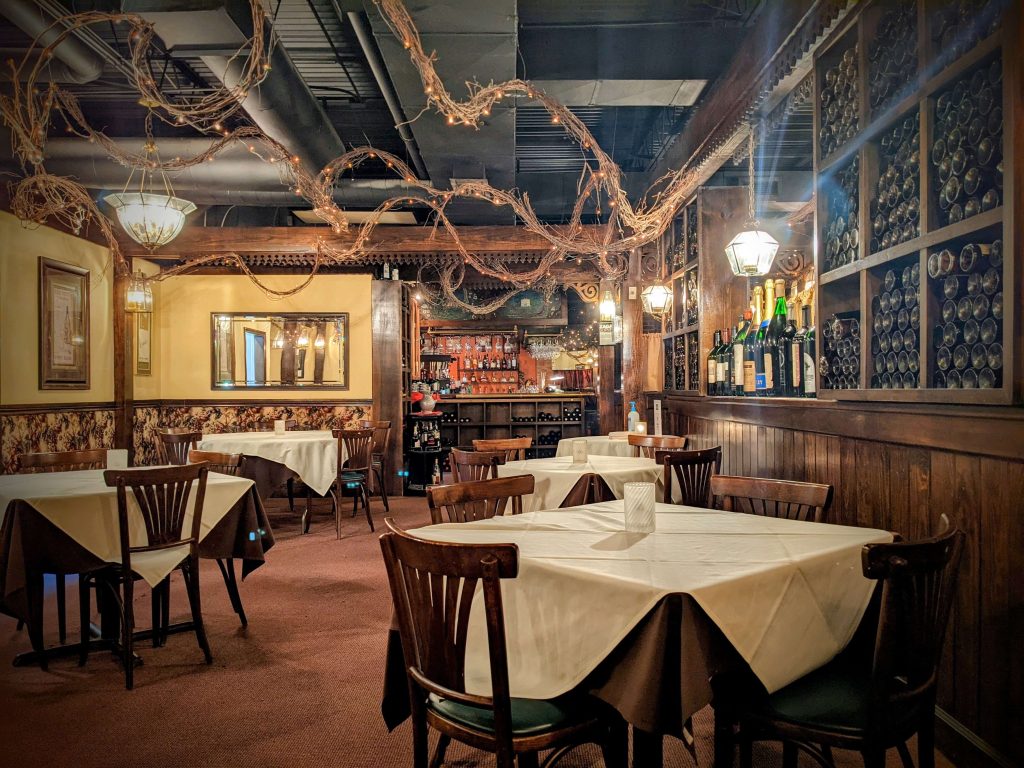 A serene dining room at Lynn's Steakhouse.
