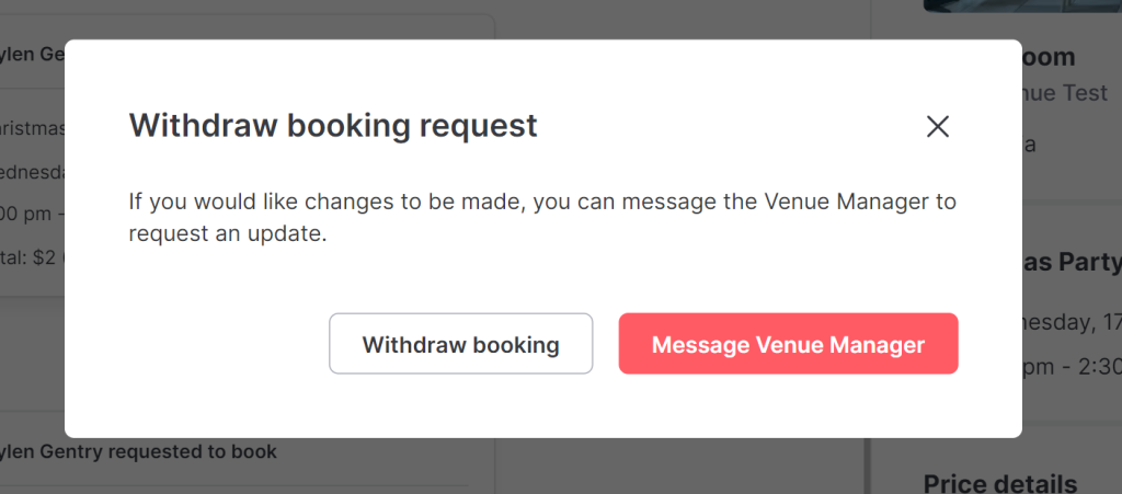 How to withdraw your booking request on Tagvenue